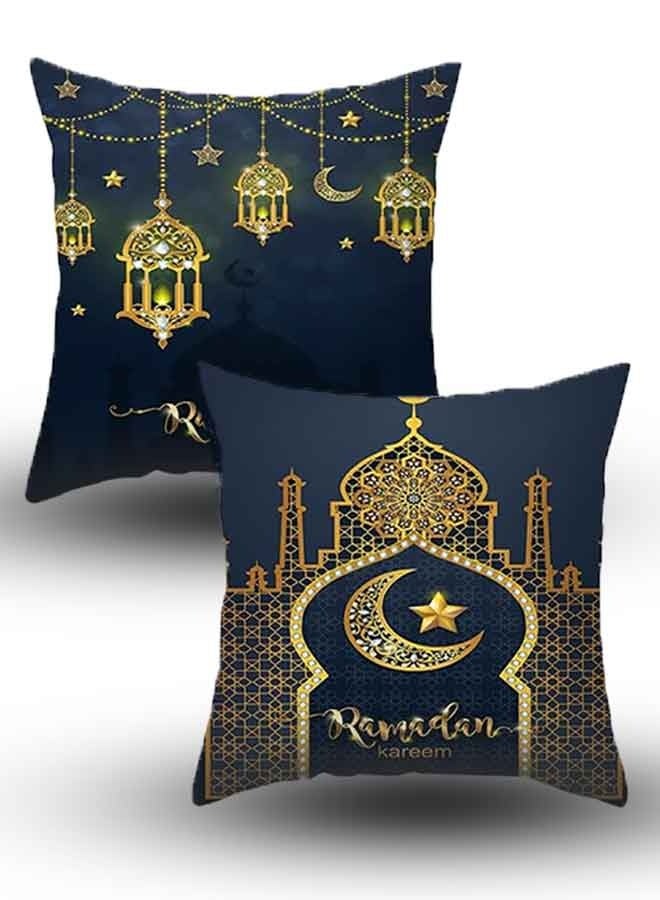 طقم غطاءين للوسائد الرمضانية الكريمة (18×18 بوصة)، هدية مثالية لوسائد الأريكة، ديكور أنيق. - Image 1